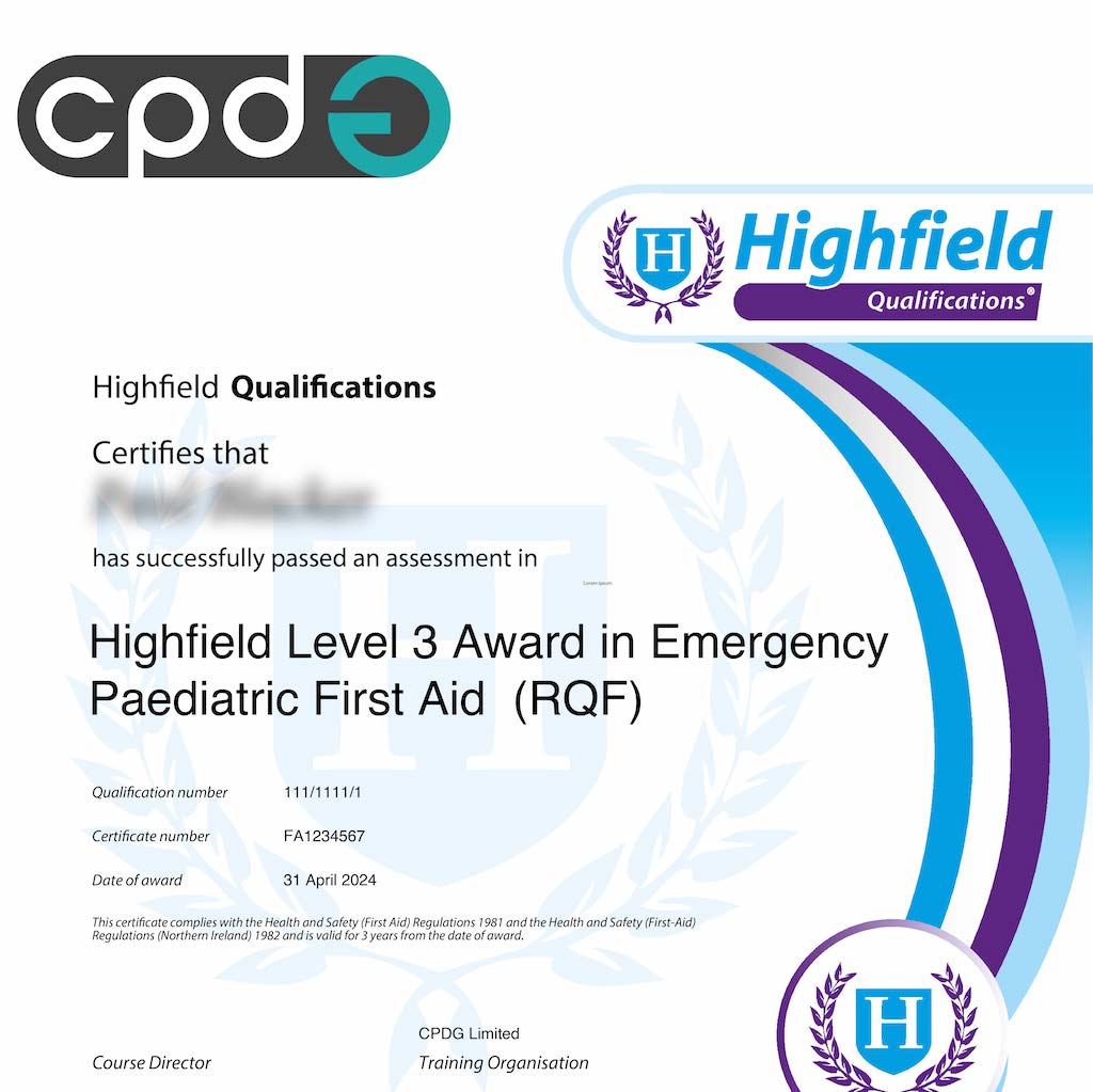 CPDG Emergency Peadiatric first aid award