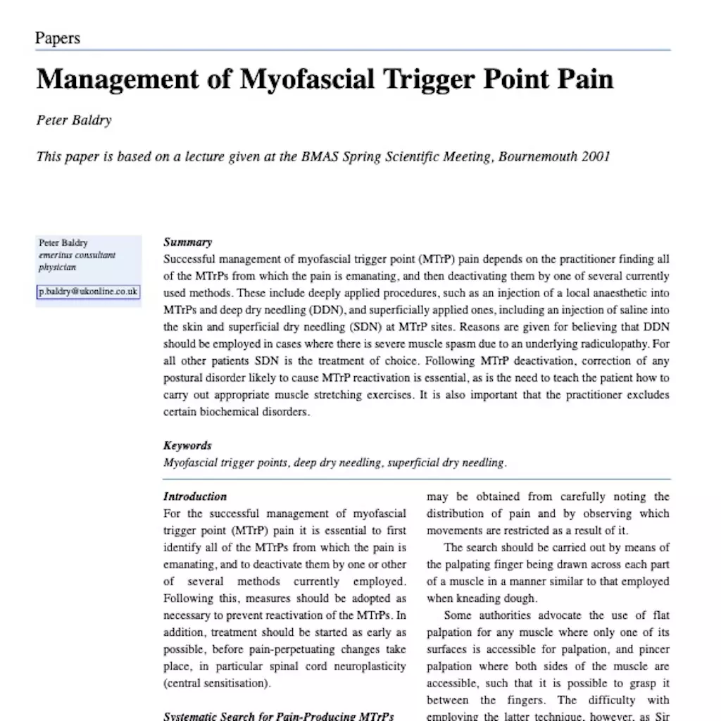Management of trigger points