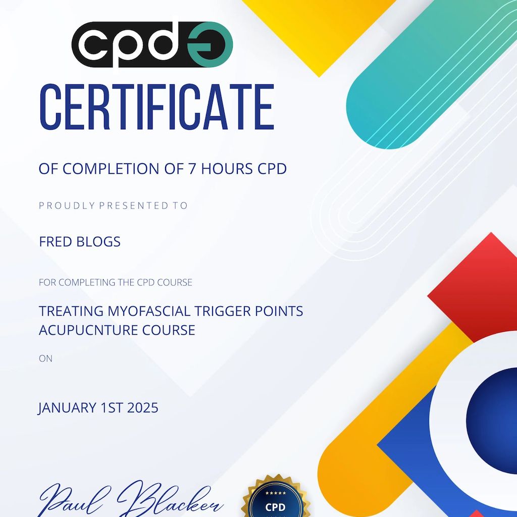 Myofascial trigger points CPD certificate